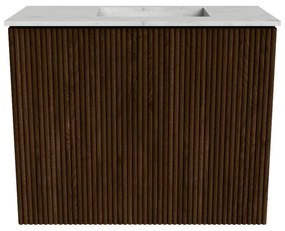 Mondiaz Joya DLux 50cm toiletmeubel walnut met wastafel faye rechts zonder kraangat opalo