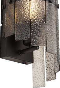 Design wandlamp zwart met smoke glas - Versailles