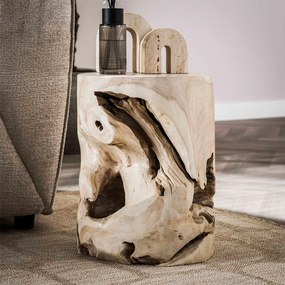 Bijzettafel Massief Teak Wit - 30 X 30cm.