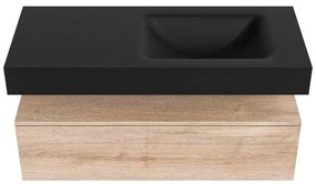 Zaro Alan badmeubel 110cm washed oak 1 lade met vrijhangende wastafel cloud rechts 1 kraangat urban