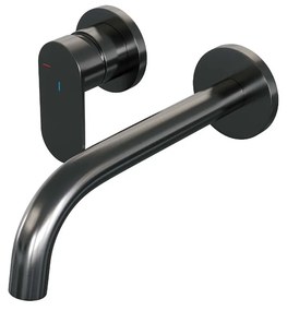 Brauer Gunmetal Edition ColdStart wastafelkraan inbouw gebogen uitloop en rozetten model C2 gunmetal geborsteld PVD
