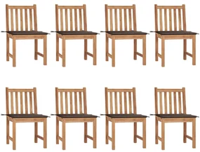 vidaXL Tuinstoelen 8 st met kussens massief teakhout