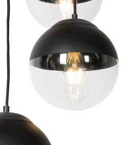Retro hanglamp zwart met helder glas 7-lichts - Eclipse Retro E27 bol / globe / rond Binnenverlichting Lamp