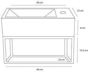 Differnz Force fonteinset beton met frame en rechte kraan koper