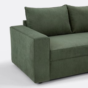 3-zits hoekslaapbank met opbergruimte, fijn ribfluweel, FLO