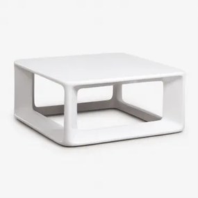Lilou Vierkante Salontafel 80x80 Cm In Cement En Glasvezel Wit - Sklum