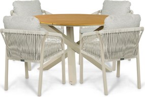 Tuinset Ronde Tuintafel 4 personen 125 cm Rope Taupe  Lifestyle Garden Furniture Biagio/Ancona