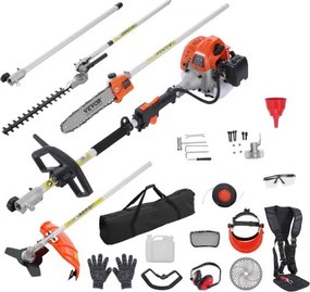 VEVOR 33CC 6-in-1 heggenschaar, benzineheggenschaar, onkruidverdelger, draadtrimmer, bosmaaier, kantenmaaier, stoksnoeischaar, kettingzaag, snoeizaag met verlengstok