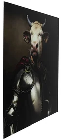 Kare Design Knight Cow Glas Schilderij 120x120