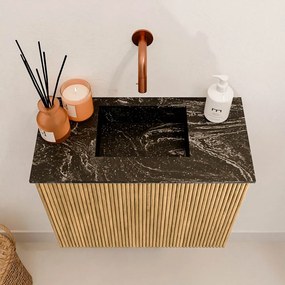 Mondiaz Joya DLux 50cm toiletmeubel oak met wastafel faye midden zonder kraangat lava