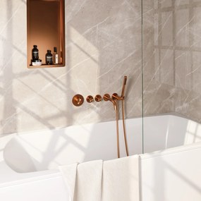 Brauer Stripe inbouw badkraan met staafhanddouche koper geborsteld PVD