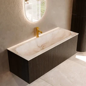 Mondiaz Kurve-dlux 120cm badmeubel shadow met 1 lade en wastafel big large midden 1 kraangat frappe
