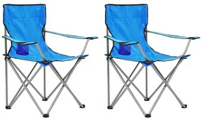 vidaXL Campingtafel en -stoelenset blauw 3-delig
