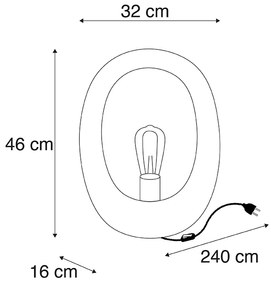 Design wandlamp zwart met gouden binnenkant 46 cm - Cova Design E27 Binnenverlichting Lamp