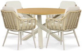 Tuinset 4 personen 125 cm Aluminium/rope Taupe Coco Antoni/Ancona