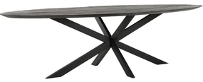 Ovale Eettafel Zwart Teakhout 280 Cm - 280 X 120cm.
