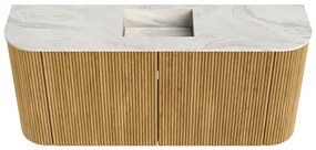 Mondiaz Joya DLux 95cm toiletmeubel ronding links/rechts oak met wastafel faye midden zonder kraangat ostra