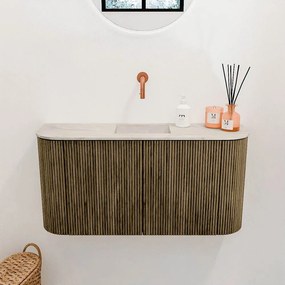 Mondiaz Joya DLux 85cm toiletmeubel ronding links/rechts dusk met wastafel faye midden zonder kraangat ostra