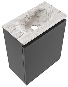 Mondiaz Ture DLux toiletmeubel 40cm dark grey met wastafel glace midden zonder kraangat