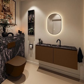 Mondiaz Ture DLux toiletmeubel 120cm rust met wastafel lava midden met kraangat