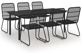 vidaXL 7-delige Tuinset poly rattan en glas