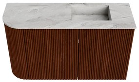 Mondiaz Joya DLux 70cm toiletmeubel ronding links ruby met wastafel faye rechts zonder kraangat glace