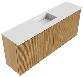 Mondiaz Joya 100cm toiletmeubel oak met wastafel faye midden zonder kraangat talc