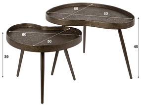 Salontafelset Met Bronslook Niervorm - 80 X 60cm.