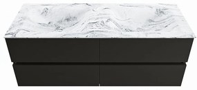 Mondiaz Vica DLux badmeubel 130cm urban 4 lades met wastafel glace dubbel 2 kraangaten