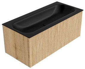 Mondiaz Kurve 100cm badmeubel oak met 1 lade en wastafel big medium midden 1 kraangat urban