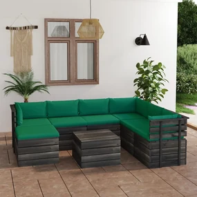 vidaXL 8-delige Loungeset pallet met kussens massief grenenhout