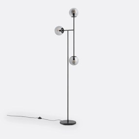 Vloerlamp in metaal en gerookt glas, Atea