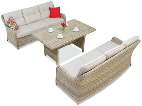 Toledo Apetito technorattan set met grote tafel voor 6 personen beige Garden Point