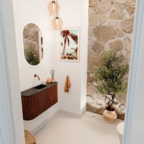 Mondiaz Joya DLux 85cm toiletmeubel ronding links/rechts ruby met wastafel faye midden zonder kraangat lava