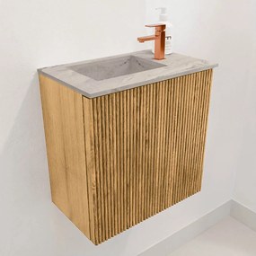 Mondiaz Joya DLux 40cm toiletmeubel oak met wastafel faye links 1 kraangat glace