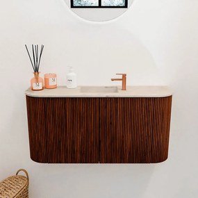 Mondiaz Joya DLux 85cm toiletmeubel ronding links/rechts ruby met wastafel faye midden 1 kraangat frappe