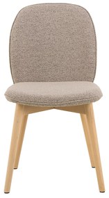 Eetkamerstoel Met Houten Poten Beige Boucle