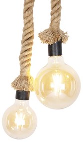 Landelijke hanglamp van touw 2-lichts - Ropa Landelijk / Rustiek E27 Binnenverlichting Lamp