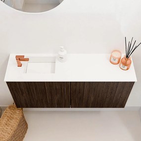 Mondiaz Joya 90cm toiletmeubel walnut met wastafel faye links 1 kraangat talc