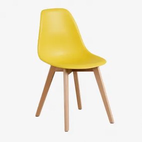 Set Van 4 Eetkamerstoelen In Polypropyleen En Beukenhout Scand Nordic Geel – Curry - Sklum