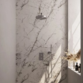 Brauer Stripe inbouw regendouche met 25cm hoofddouche, rechte muurarm en staafhanddouche set 13 RVS geborsteld PVD