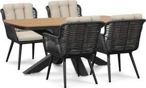 Tuinset 4 personen 180 cm Rope Grijs Coco Custa/Camila
