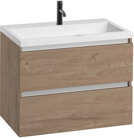 Saqu Gaia ondiep badmeubel incl. glans witte wastafel 80x40x64cm toffee – aluminium greeplijst