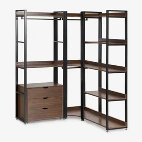 Open Modulaire Hoekkast Met 3 Delen Met Lades In Staal En Hout Ariaster Zwart - Sklum