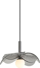 Design hanglamp zilver met smoke glas  - Kemner