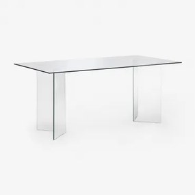 Rechthoekige Eettafel 180x90 Cm Van Gehard Glas Purio Transparant - Sklum