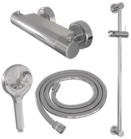 Brauer Chrome Carving thermostatische douchekraan met glijstang en 3 standen handdouche chroom