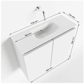 Mondiaz Ture 60cm toiletmeubel ocher met wastafel talc midden geen kraangat