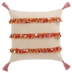 Kussens Oranje J-line  COUSSIN 3RANG FRAN COT BEI/MIX (45x45x3cm)