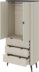 Kledingkast Lufela 100, Kasjmier, Notenhout, 191x90x60cm, 95 kg, Kledingkast deuren: Met scharnieren